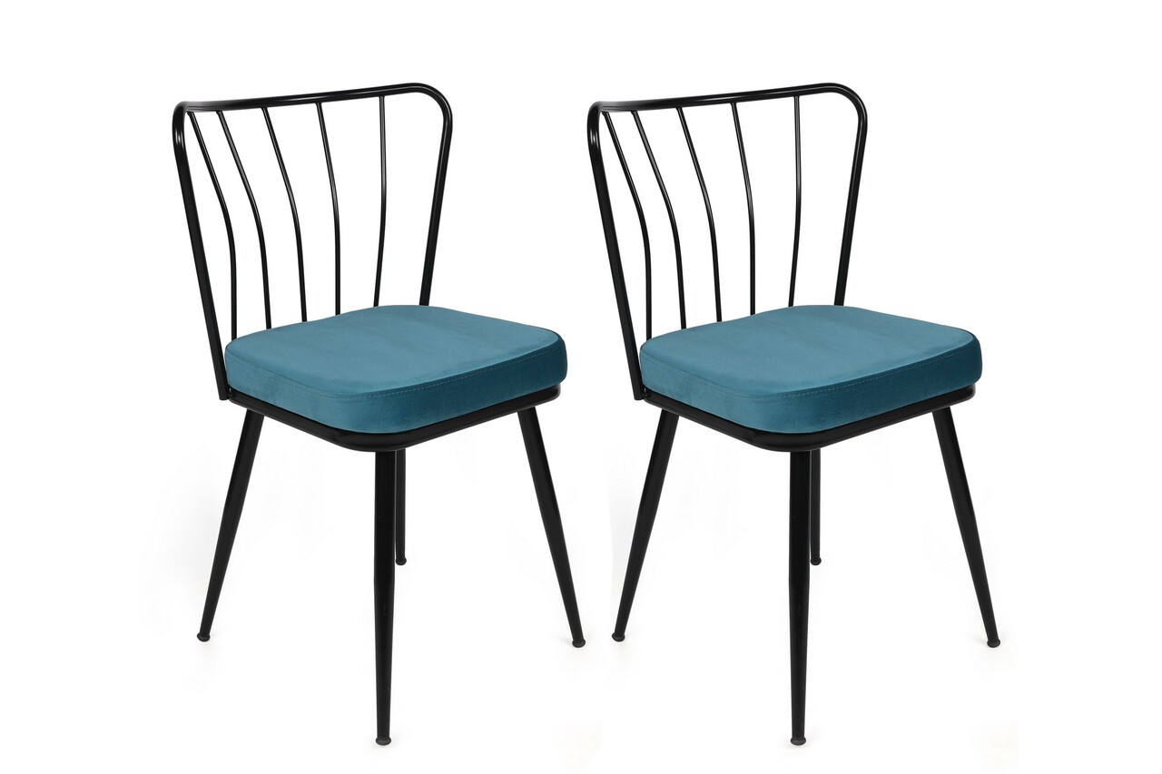 Set scaune 2 piese, Hanah Home, Yıldız-952 V2, Albastru/Negru - imagine 5